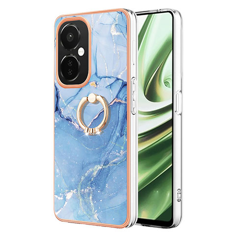 Coque Silicone Motif Fantaisie Souple Couleur Unie Etui Housse avec Support Bague Anneau Y01B pour OnePlus Nord CE 3 Lite 5G Bleu