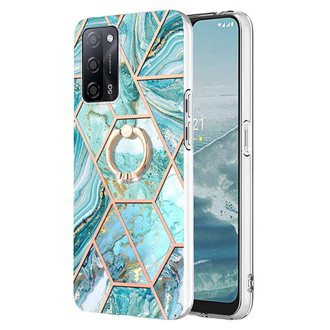 Coque Silicone Motif Fantaisie Souple Couleur Unie Etui Housse avec Support Bague Anneau Y01B pour Oppo A53s 5G Pastel Vert