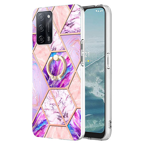 Coque Silicone Motif Fantaisie Souple Couleur Unie Etui Housse avec Support Bague Anneau Y01B pour Oppo A53s 5G Violet Clair