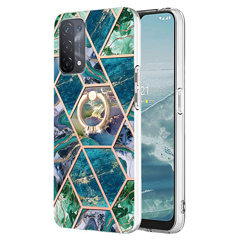 Coque Silicone Motif Fantaisie Souple Couleur Unie Etui Housse avec Support Bague Anneau Y01B pour Oppo A54 5G Vert Nuit