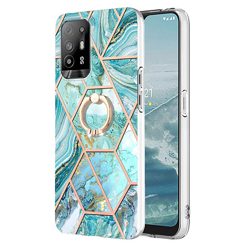 Coque Silicone Motif Fantaisie Souple Couleur Unie Etui Housse avec Support Bague Anneau Y01B pour Oppo A94 5G Pastel Vert