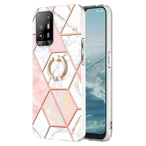 Coque Silicone Motif Fantaisie Souple Couleur Unie Etui Housse avec Support Bague Anneau Y01B pour Oppo A94 5G Rose