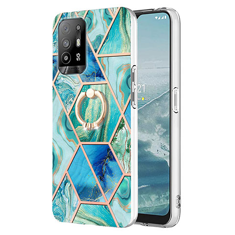 Coque Silicone Motif Fantaisie Souple Couleur Unie Etui Housse avec Support Bague Anneau Y01B pour Oppo A94 5G Vert