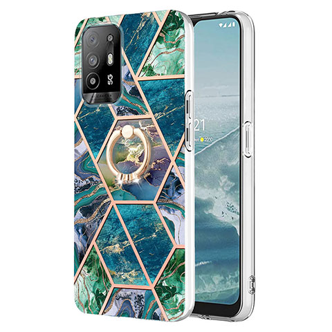 Coque Silicone Motif Fantaisie Souple Couleur Unie Etui Housse avec Support Bague Anneau Y01B pour Oppo A94 5G Vert Nuit