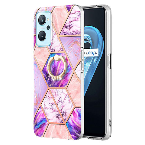 Coque Silicone Motif Fantaisie Souple Couleur Unie Etui Housse avec Support Bague Anneau Y01B pour Oppo A96 4G Violet Clair