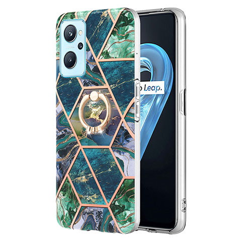 Coque Silicone Motif Fantaisie Souple Couleur Unie Etui Housse avec Support Bague Anneau Y01B pour Realme 9i 4G Vert Nuit