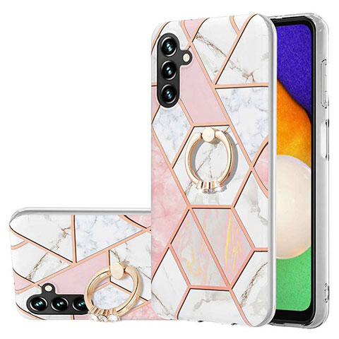 Coque Silicone Motif Fantaisie Souple Couleur Unie Etui Housse avec Support Bague Anneau Y01B pour Samsung Galaxy A04s Rose