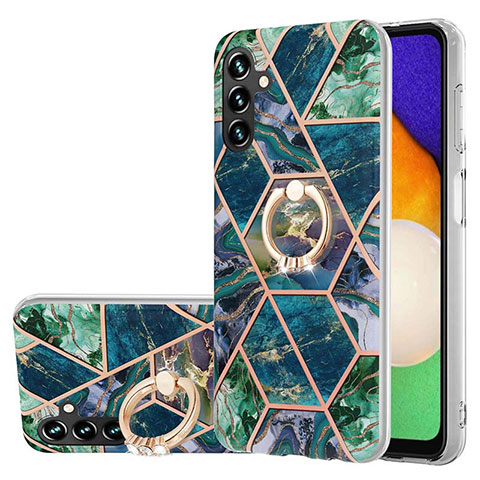 Coque Silicone Motif Fantaisie Souple Couleur Unie Etui Housse avec Support Bague Anneau Y01B pour Samsung Galaxy A04s Vert Nuit