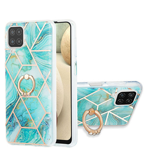 Coque Silicone Motif Fantaisie Souple Couleur Unie Etui Housse avec Support Bague Anneau Y01B pour Samsung Galaxy A12 Nacho Pastel Vert