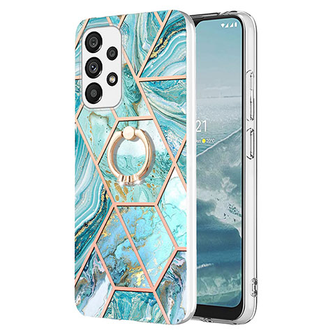 Coque Silicone Motif Fantaisie Souple Couleur Unie Etui Housse avec Support Bague Anneau Y01B pour Samsung Galaxy A13 4G Pastel Vert