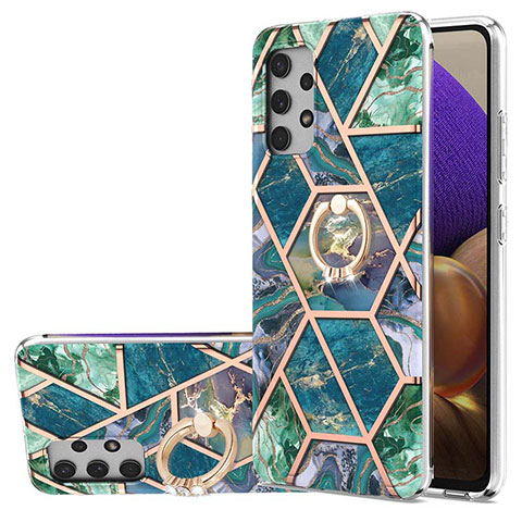 Coque Silicone Motif Fantaisie Souple Couleur Unie Etui Housse avec Support Bague Anneau Y01B pour Samsung Galaxy A32 5G Vert Nuit