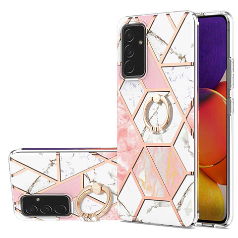 Coque Silicone Motif Fantaisie Souple Couleur Unie Etui Housse avec Support Bague Anneau Y01B pour Samsung Galaxy A34 5G Rose