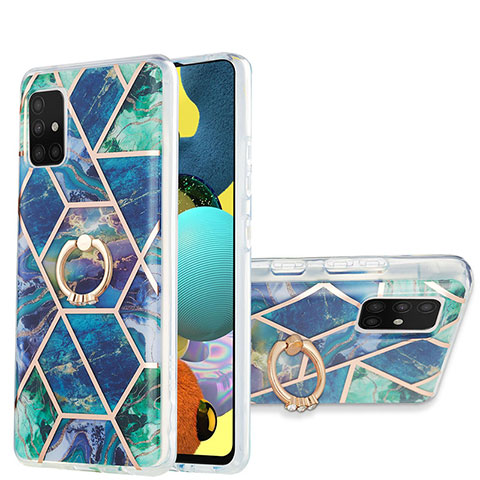 Coque Silicone Motif Fantaisie Souple Couleur Unie Etui Housse avec Support Bague Anneau Y01B pour Samsung Galaxy A51 4G Vert Nuit