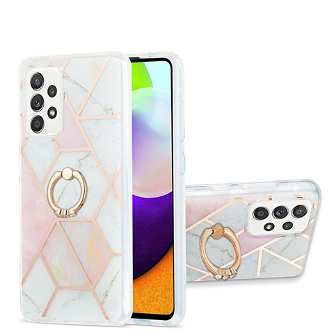 Coque Silicone Motif Fantaisie Souple Couleur Unie Etui Housse avec Support Bague Anneau Y01B pour Samsung Galaxy A52 4G Rose