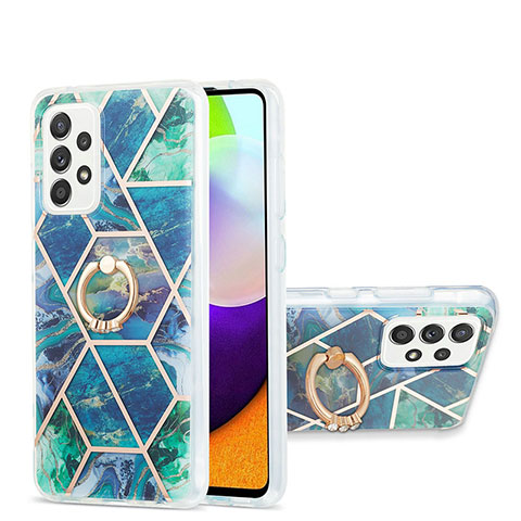 Coque Silicone Motif Fantaisie Souple Couleur Unie Etui Housse avec Support Bague Anneau Y01B pour Samsung Galaxy A52s 5G Vert Nuit