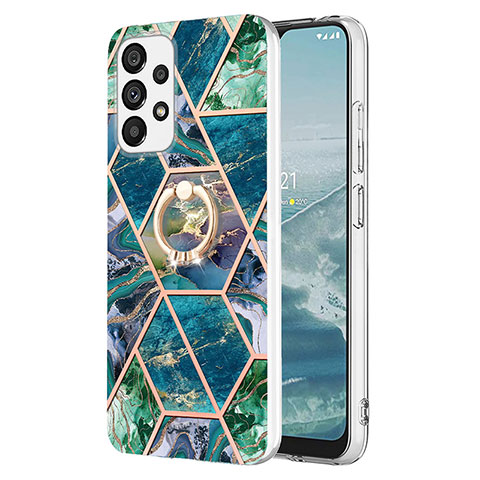 Coque Silicone Motif Fantaisie Souple Couleur Unie Etui Housse avec Support Bague Anneau Y01B pour Samsung Galaxy A53 5G Vert Nuit