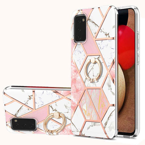 Coque Silicone Motif Fantaisie Souple Couleur Unie Etui Housse avec Support Bague Anneau Y01B pour Samsung Galaxy M02s Rose