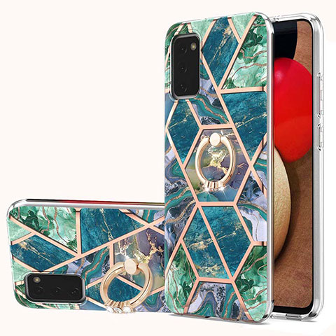 Coque Silicone Motif Fantaisie Souple Couleur Unie Etui Housse avec Support Bague Anneau Y01B pour Samsung Galaxy M02s Vert Nuit