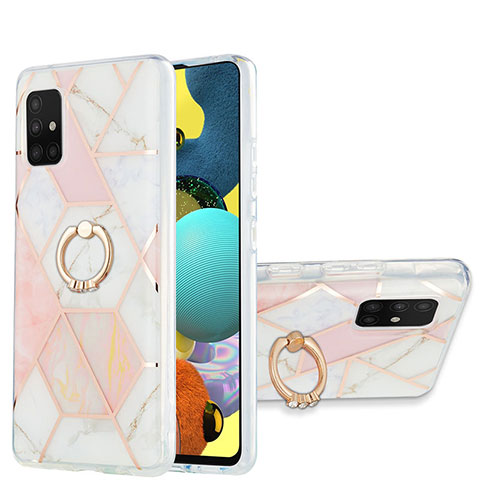 Coque Silicone Motif Fantaisie Souple Couleur Unie Etui Housse avec Support Bague Anneau Y01B pour Samsung Galaxy M40S Rose