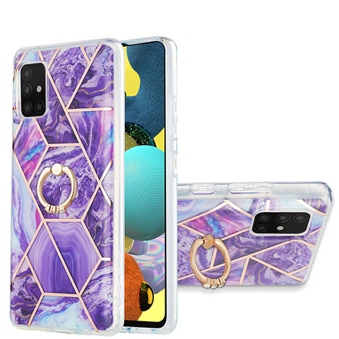 Coque Silicone Motif Fantaisie Souple Couleur Unie Etui Housse avec Support Bague Anneau Y01B pour Samsung Galaxy M40S Violet