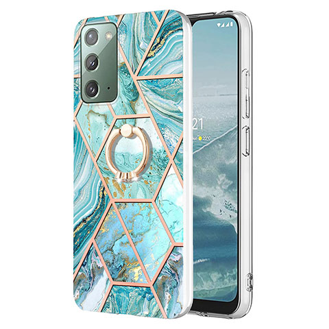 Coque Silicone Motif Fantaisie Souple Couleur Unie Etui Housse avec Support Bague Anneau Y01B pour Samsung Galaxy Note 20 5G Pastel Vert