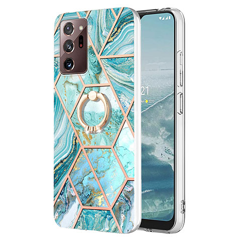 Coque Silicone Motif Fantaisie Souple Couleur Unie Etui Housse avec Support Bague Anneau Y01B pour Samsung Galaxy Note 20 Ultra 5G Pastel Vert