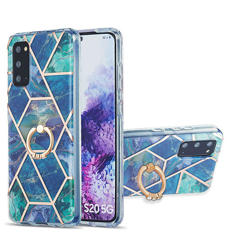 Coque Silicone Motif Fantaisie Souple Couleur Unie Etui Housse avec Support Bague Anneau Y01B pour Samsung Galaxy S20 Vert Nuit