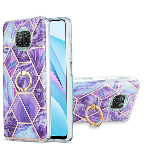 Coque Silicone Motif Fantaisie Souple Couleur Unie Etui Housse avec Support Bague Anneau Y01B pour Xiaomi Mi 10i 5G Violet