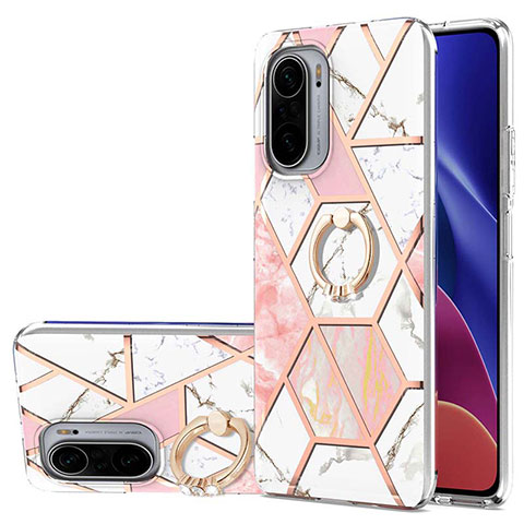 Coque Silicone Motif Fantaisie Souple Couleur Unie Etui Housse avec Support Bague Anneau Y01B pour Xiaomi Mi 11X 5G Rose