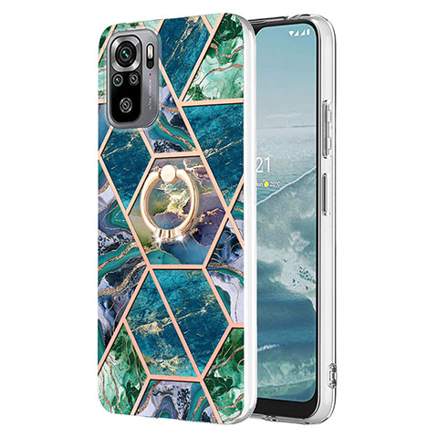 Coque Silicone Motif Fantaisie Souple Couleur Unie Etui Housse avec Support Bague Anneau Y01B pour Xiaomi Poco M5S Vert Nuit