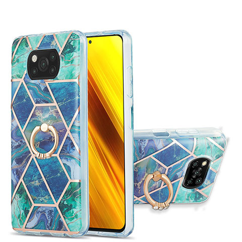 Coque Silicone Motif Fantaisie Souple Couleur Unie Etui Housse avec Support Bague Anneau Y01B pour Xiaomi Poco X3 Pro Vert Nuit