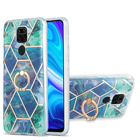 Coque Silicone Motif Fantaisie Souple Couleur Unie Etui Housse avec Support Bague Anneau Y01B pour Xiaomi Redmi 10X 4G Vert Nuit