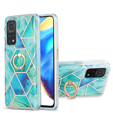 Coque Silicone Motif Fantaisie Souple Couleur Unie Etui Housse avec Support Bague Anneau Y01B pour Xiaomi Redmi K30S 5G Vert