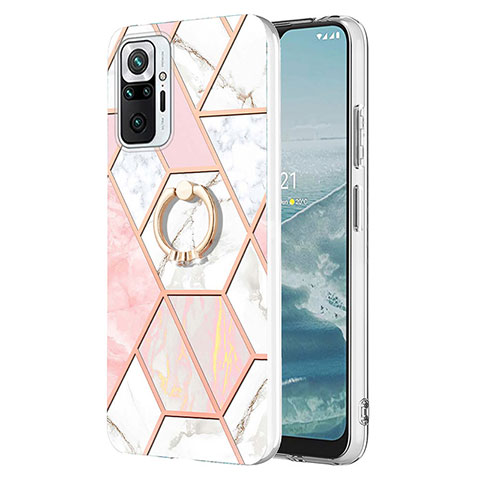 Coque Silicone Motif Fantaisie Souple Couleur Unie Etui Housse avec Support Bague Anneau Y01B pour Xiaomi Redmi Note 10 Pro 4G Rose