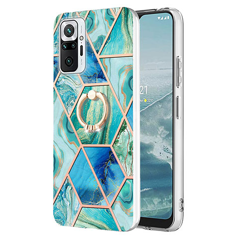 Coque Silicone Motif Fantaisie Souple Couleur Unie Etui Housse avec Support Bague Anneau Y01B pour Xiaomi Redmi Note 10 Pro Max Vert