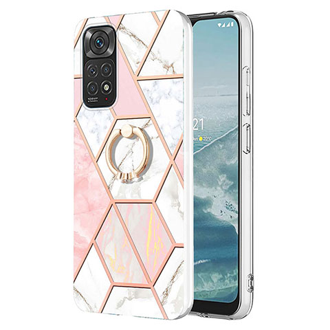 Coque Silicone Motif Fantaisie Souple Couleur Unie Etui Housse avec Support Bague Anneau Y01B pour Xiaomi Redmi Note 11 4G (2022) Rose