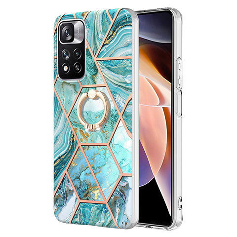 Coque Silicone Motif Fantaisie Souple Couleur Unie Etui Housse avec Support Bague Anneau Y01B pour Xiaomi Redmi Note 11 Pro+ Plus 5G Pastel Vert