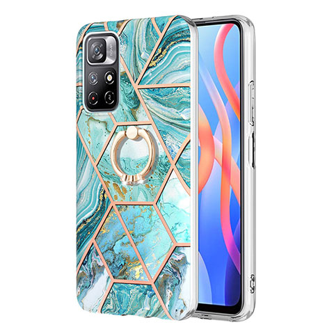 Coque Silicone Motif Fantaisie Souple Couleur Unie Etui Housse avec Support Bague Anneau Y01B pour Xiaomi Redmi Note 11S 5G Pastel Vert