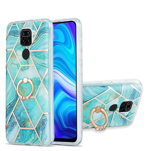 Coque Silicone Motif Fantaisie Souple Couleur Unie Etui Housse avec Support Bague Anneau Y01B pour Xiaomi Redmi Note 9 Pastel Vert