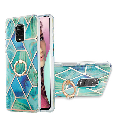 Coque Silicone Motif Fantaisie Souple Couleur Unie Etui Housse avec Support Bague Anneau Y01B pour Xiaomi Redmi Note 9 Pro Max Vert