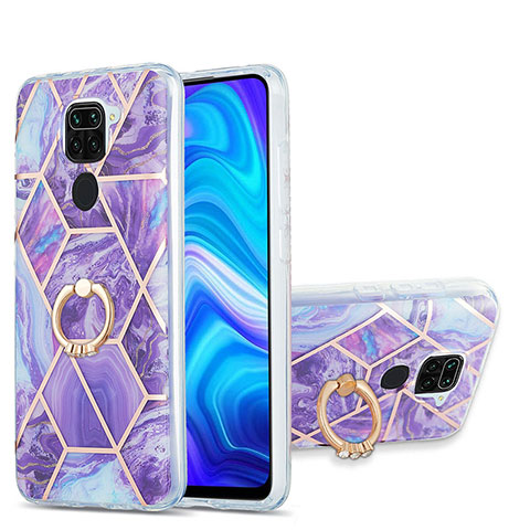 Coque Silicone Motif Fantaisie Souple Couleur Unie Etui Housse avec Support Bague Anneau Y01B pour Xiaomi Redmi Note 9 Violet