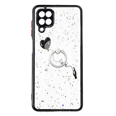 Coque Silicone Motif Fantaisie Souple Couleur Unie Etui Housse avec Support Bague Anneau Y01X pour Samsung Galaxy A12 5G Noir