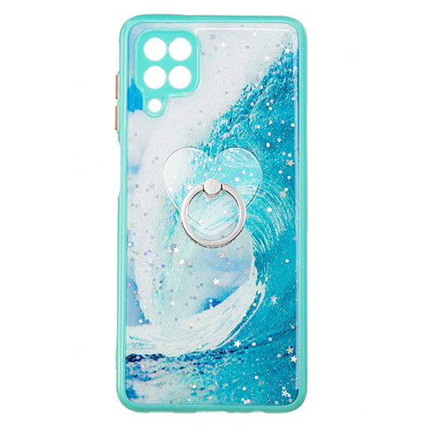 Coque Silicone Motif Fantaisie Souple Couleur Unie Etui Housse avec Support Bague Anneau Y01X pour Samsung Galaxy A12 5G Vert