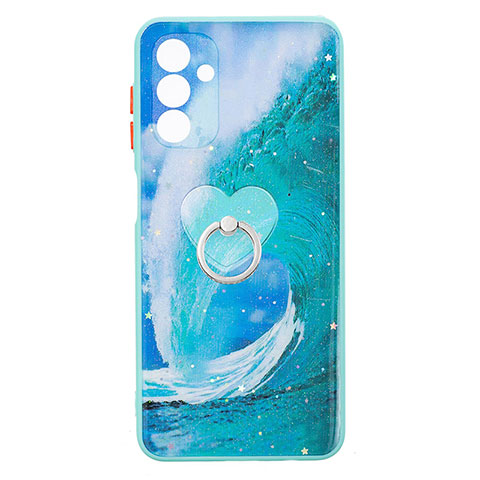 Coque Silicone Motif Fantaisie Souple Couleur Unie Etui Housse avec Support Bague Anneau Y01X pour Samsung Galaxy A13 5G Vert