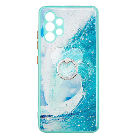 Coque Silicone Motif Fantaisie Souple Couleur Unie Etui Housse avec Support Bague Anneau Y01X pour Samsung Galaxy A32 5G Vert