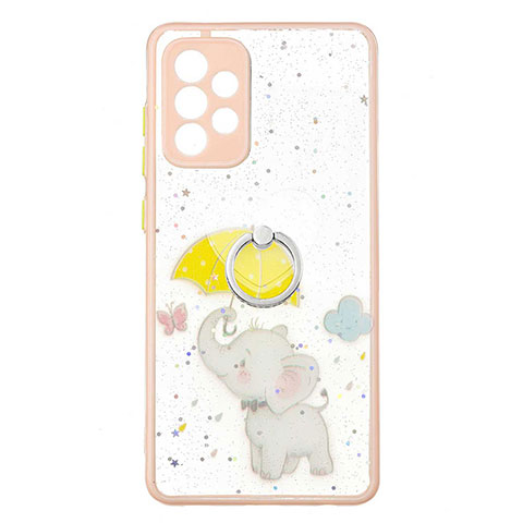 Coque Silicone Motif Fantaisie Souple Couleur Unie Etui Housse avec Support Bague Anneau Y01X pour Samsung Galaxy A72 4G Jaune