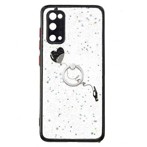 Coque Silicone Motif Fantaisie Souple Couleur Unie Etui Housse avec Support Bague Anneau Y01X pour Samsung Galaxy S20 5G Noir