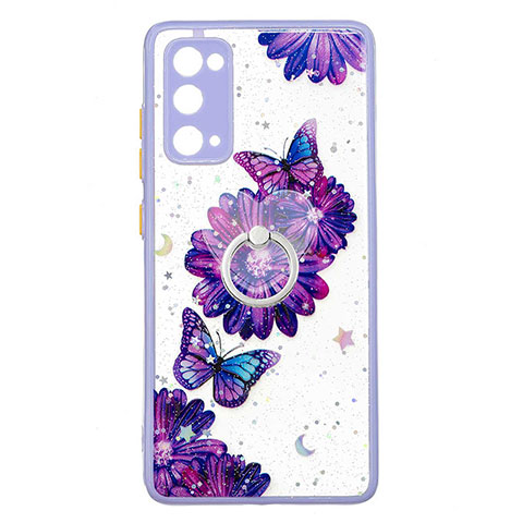 Coque Silicone Motif Fantaisie Souple Couleur Unie Etui Housse avec Support Bague Anneau Y01X pour Samsung Galaxy S20 FE (2022) 5G Violet