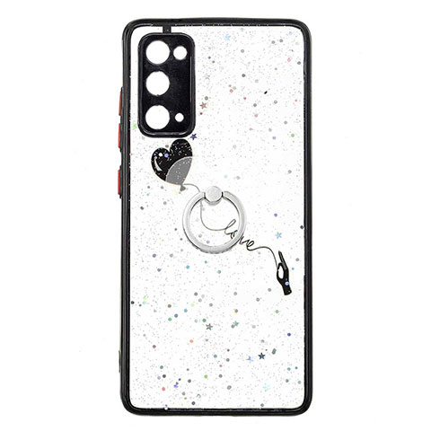 Coque Silicone Motif Fantaisie Souple Couleur Unie Etui Housse avec Support Bague Anneau Y01X pour Samsung Galaxy S20 FE 5G Noir