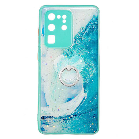 Coque Silicone Motif Fantaisie Souple Couleur Unie Etui Housse avec Support Bague Anneau Y01X pour Samsung Galaxy S20 Ultra 5G Vert